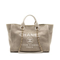 Chanel Deauville Bag Canvas/ Leather Beige/White  (microchip)