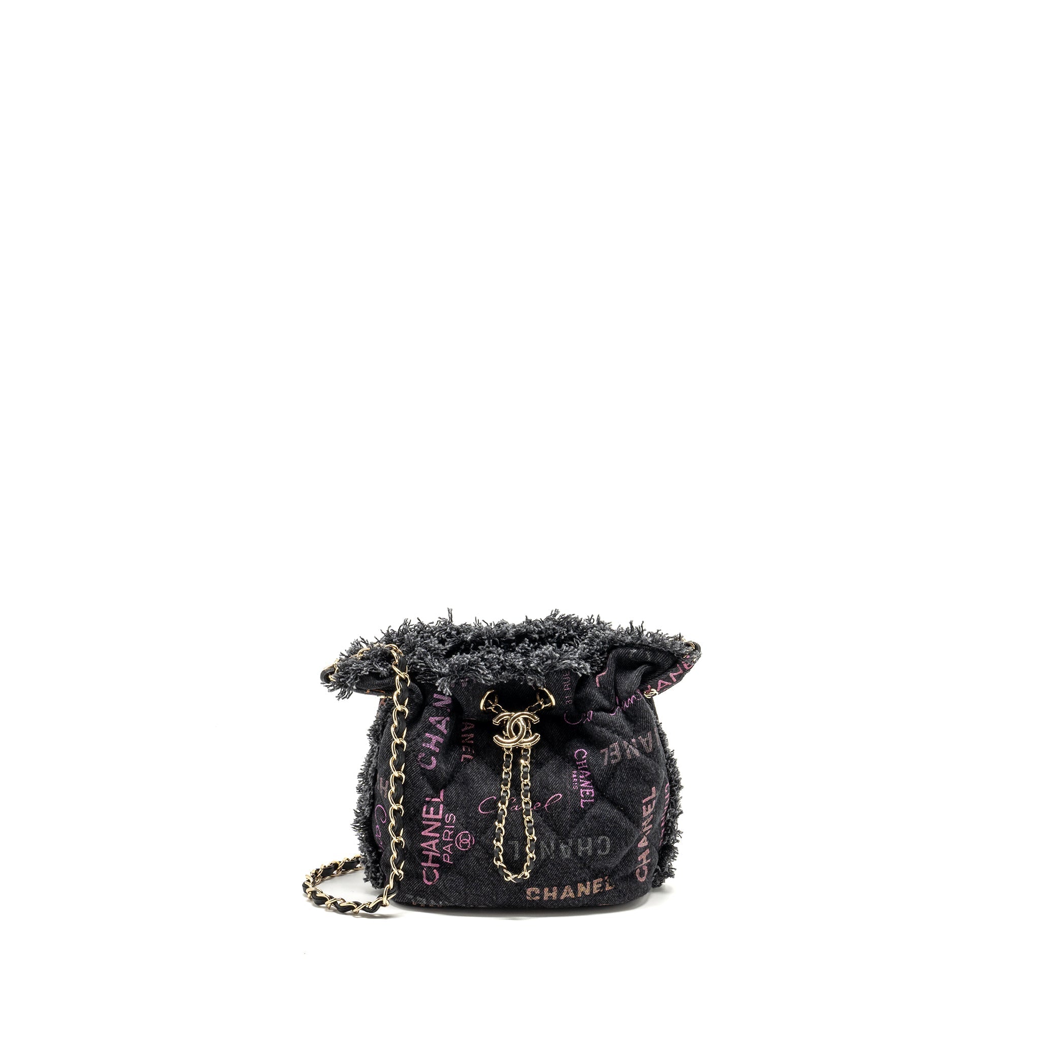 Chanel Small Bucket Bag Denim Black L (Microchip)