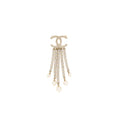 Chanel cc logo with drop chains brooch crystal gold tone