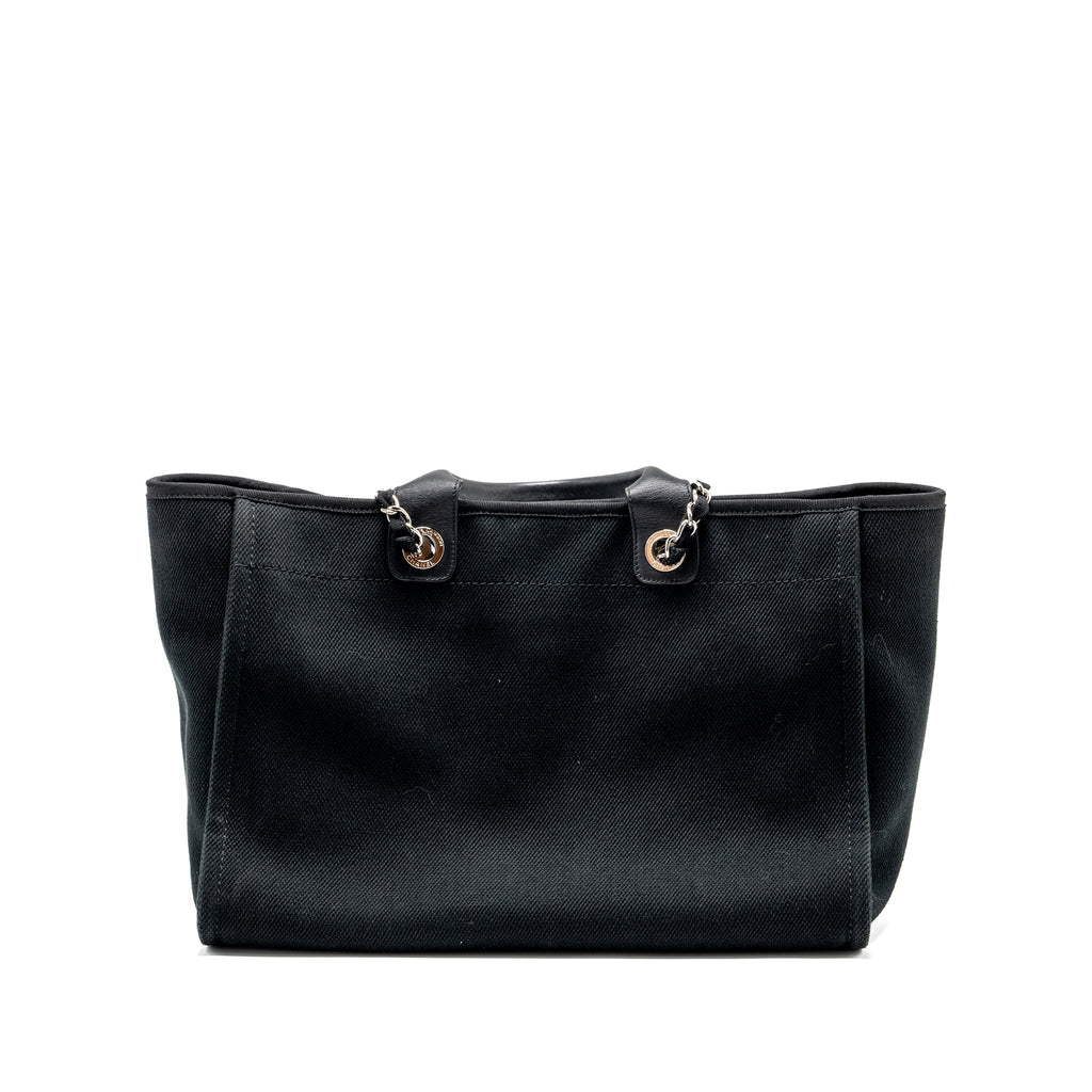 Chanel Large Deauville Black-Studded Tote Bag Canvas/Leather Black