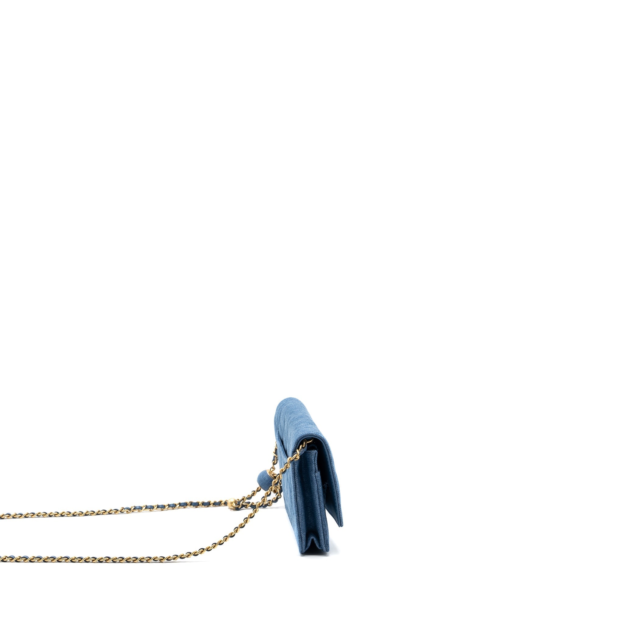 Chanel 22C Pearl Crush wallet on chain Denim blue (microchip)