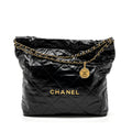 Chanel medium 22 bag shiny calfskin black  (Microchip)