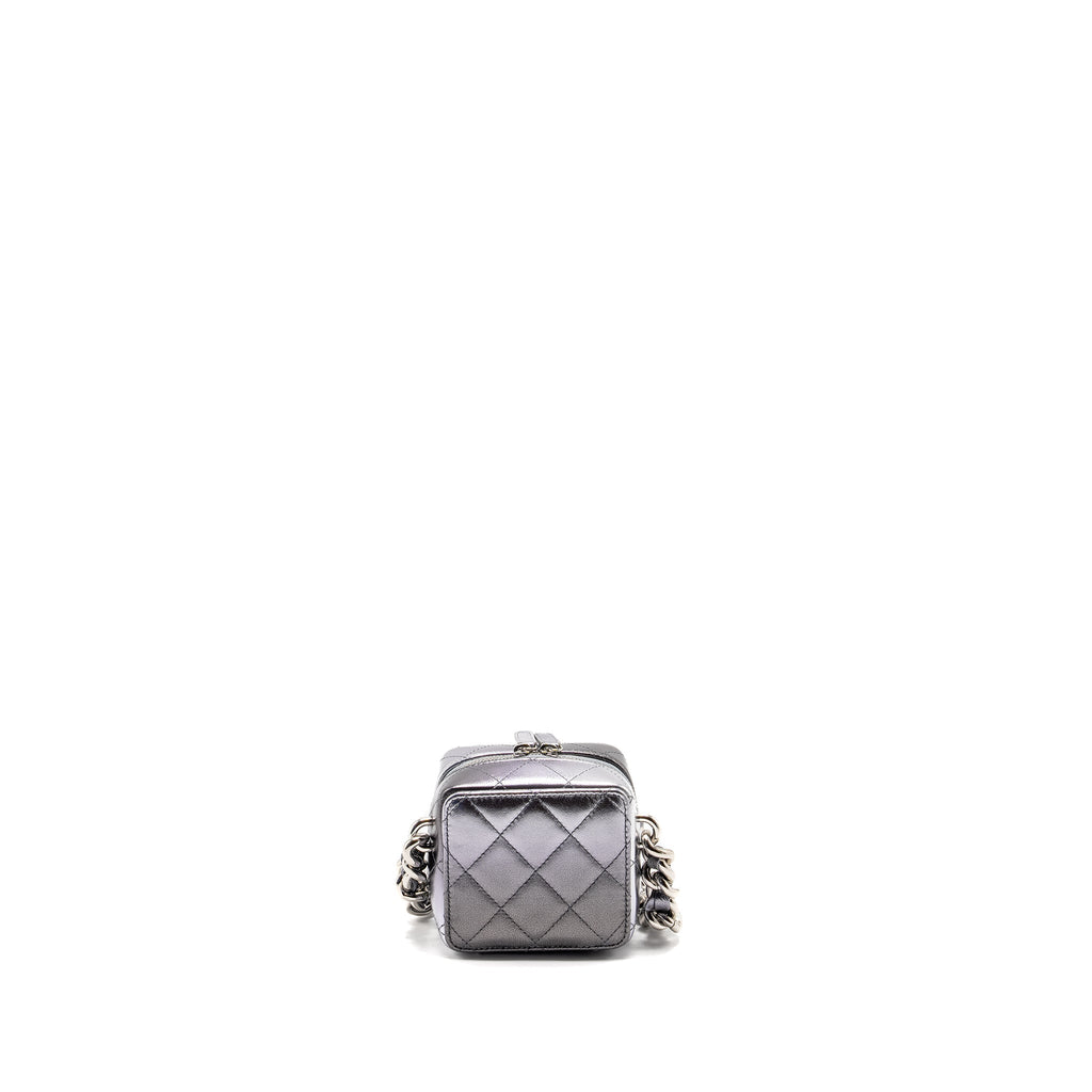Chanel Mini Quilted Vanity With Giant Chain Lambskin Metallic Grey