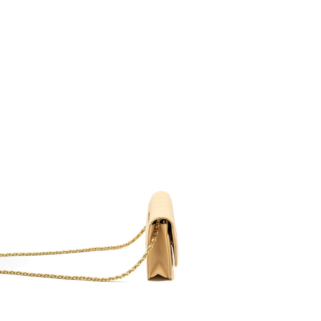 Chanel Classic Wallet on Chain Caviar Beige  (Microchip)