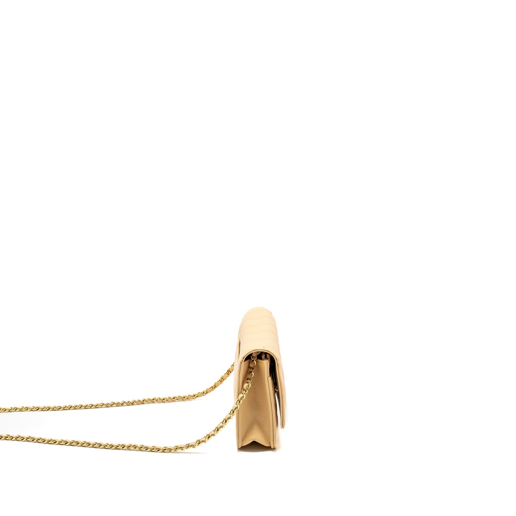 Chanel Classic Wallet on Chain Caviar Beige  (Microchip)