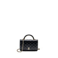 CHANEL leather top handle wallet on chain lambskin black L (microchip)