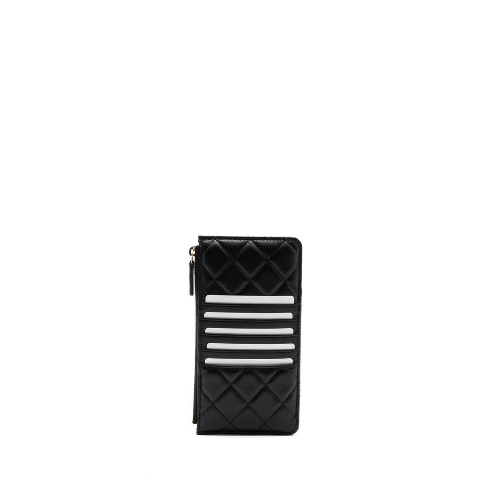 CHANEL LONG ZIP CARD HOLDER wallet Lambskin BLACK L
