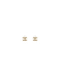 Chanel small model cc logo crystal earrings light gold tone