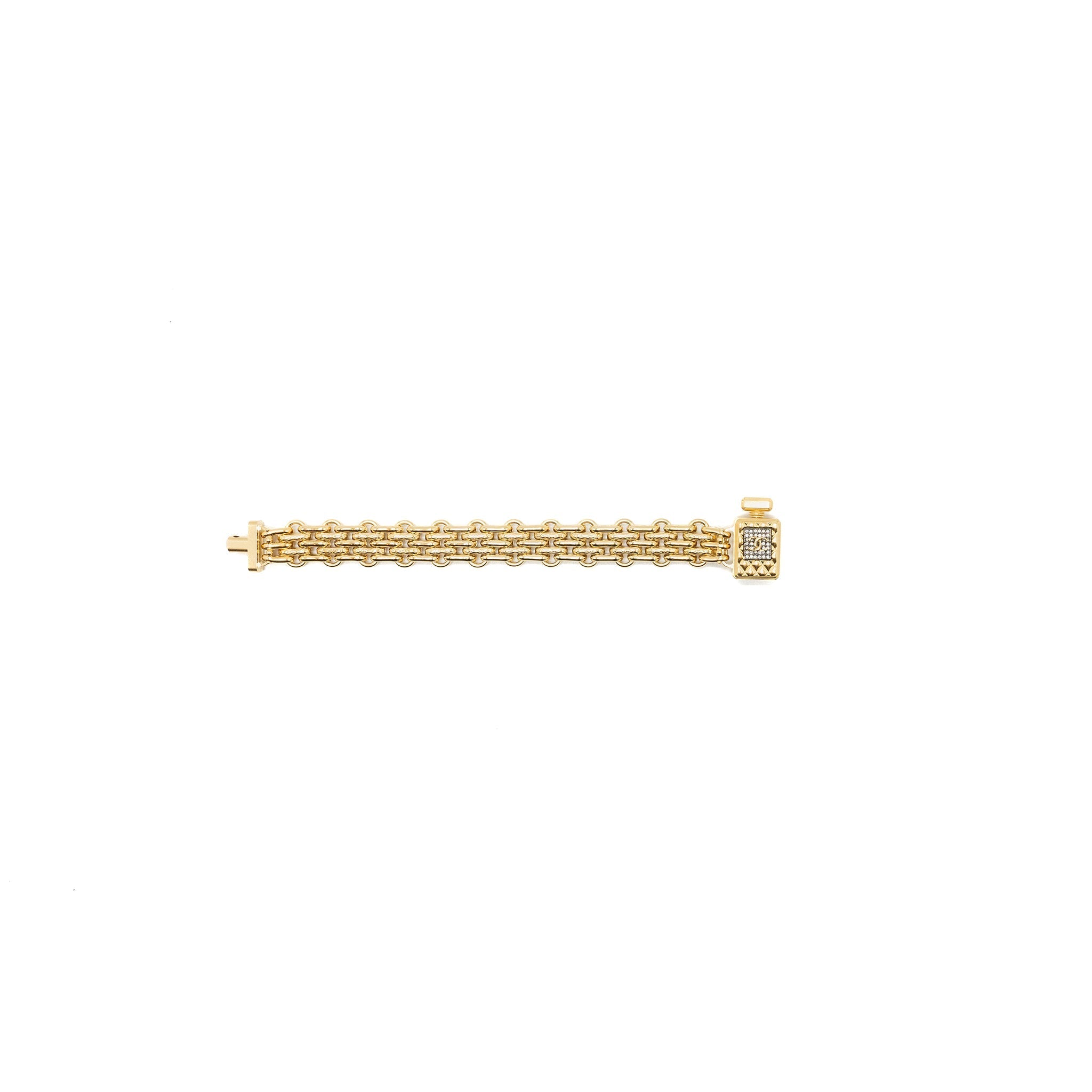 Chanel perfume bottle bracelet gold tone