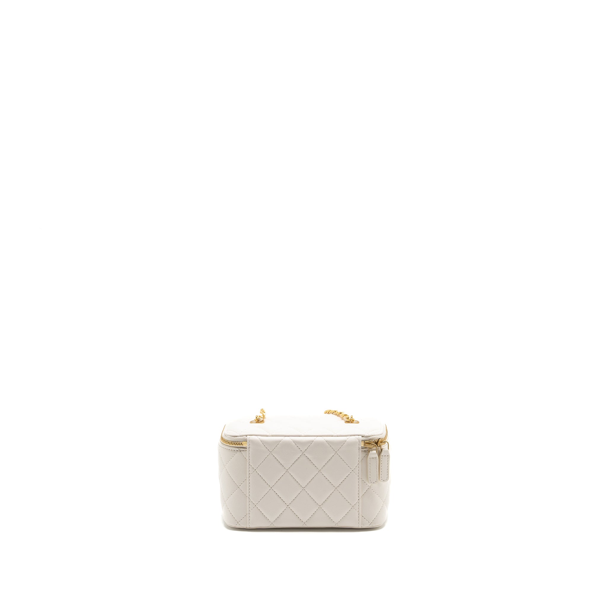 Chanel long vanity with Coco letter chain lambskin white  (microchip)