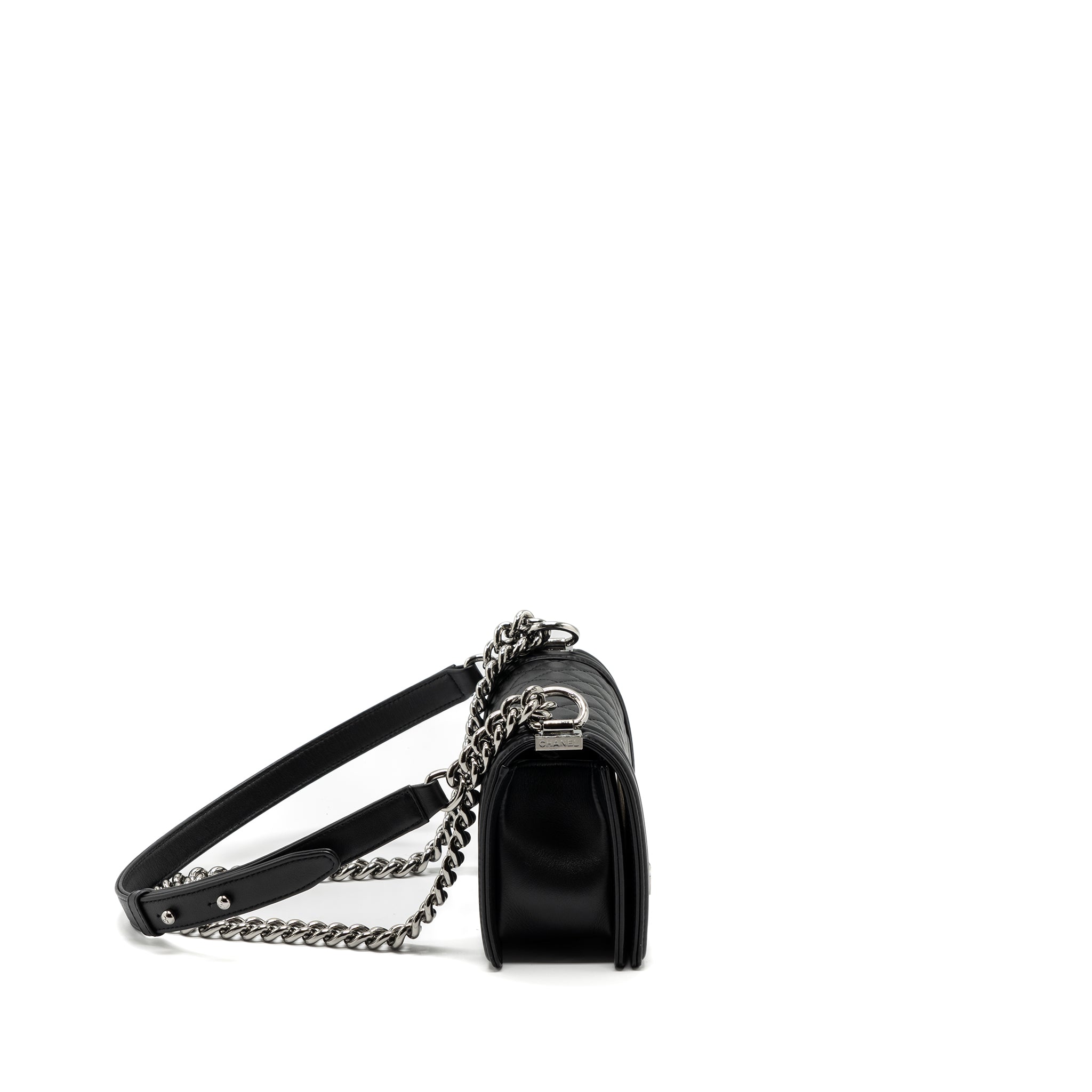Chanel Small Boy Bag Calfskin Black  (microchip)