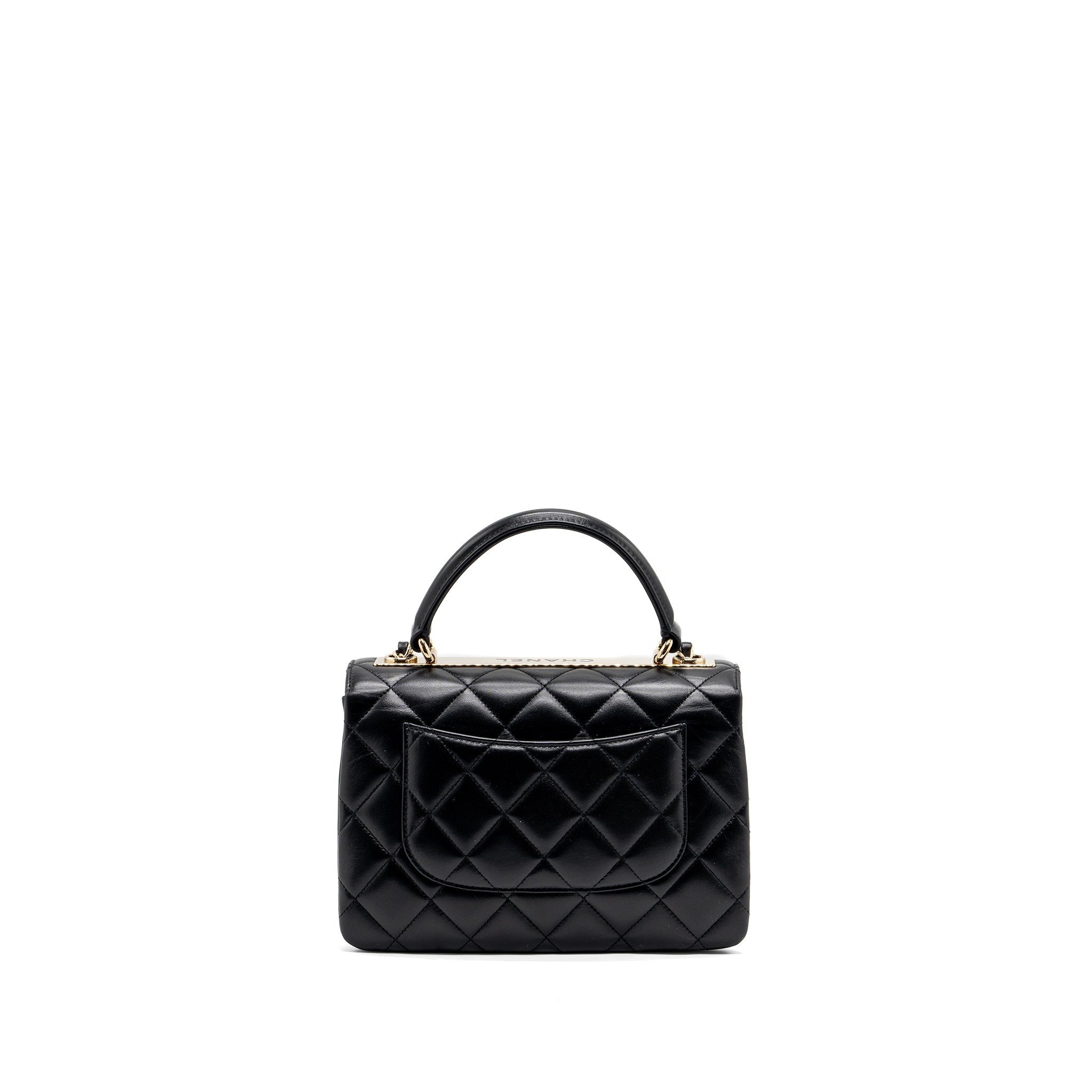 Chanel trendy CC flap bag with top handle lambskin black L (microchip)