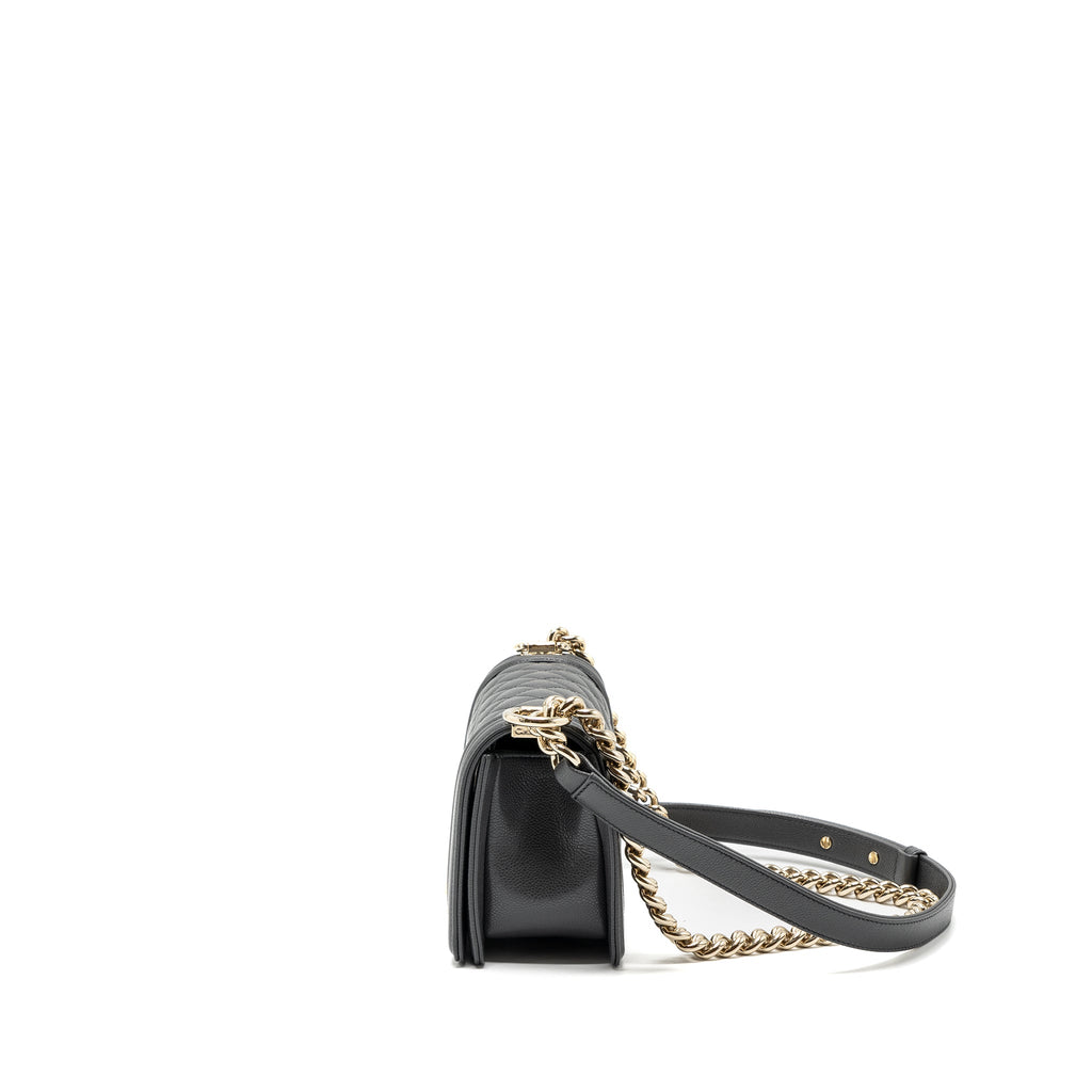 Chanel small boy bag caviar grey L (microchip)