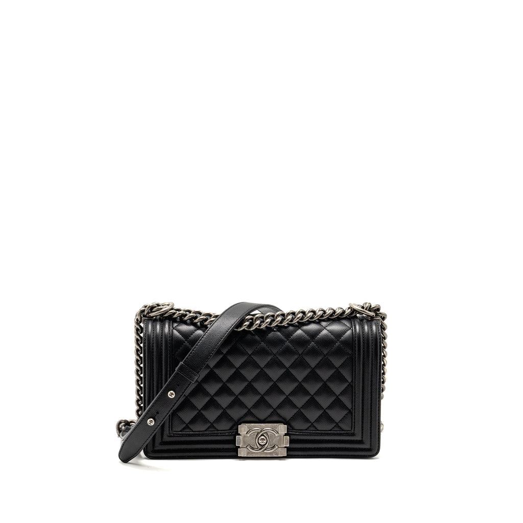 Chanel Medium Boy Bag Caviar Black  (Microchip)