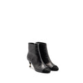 Chanel Size 37 Interlocking Boots Letter/Pearl Leather Black