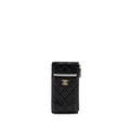 CHANEL LONG ZIP CARD HOLDER wallet Lambskin BLACK L