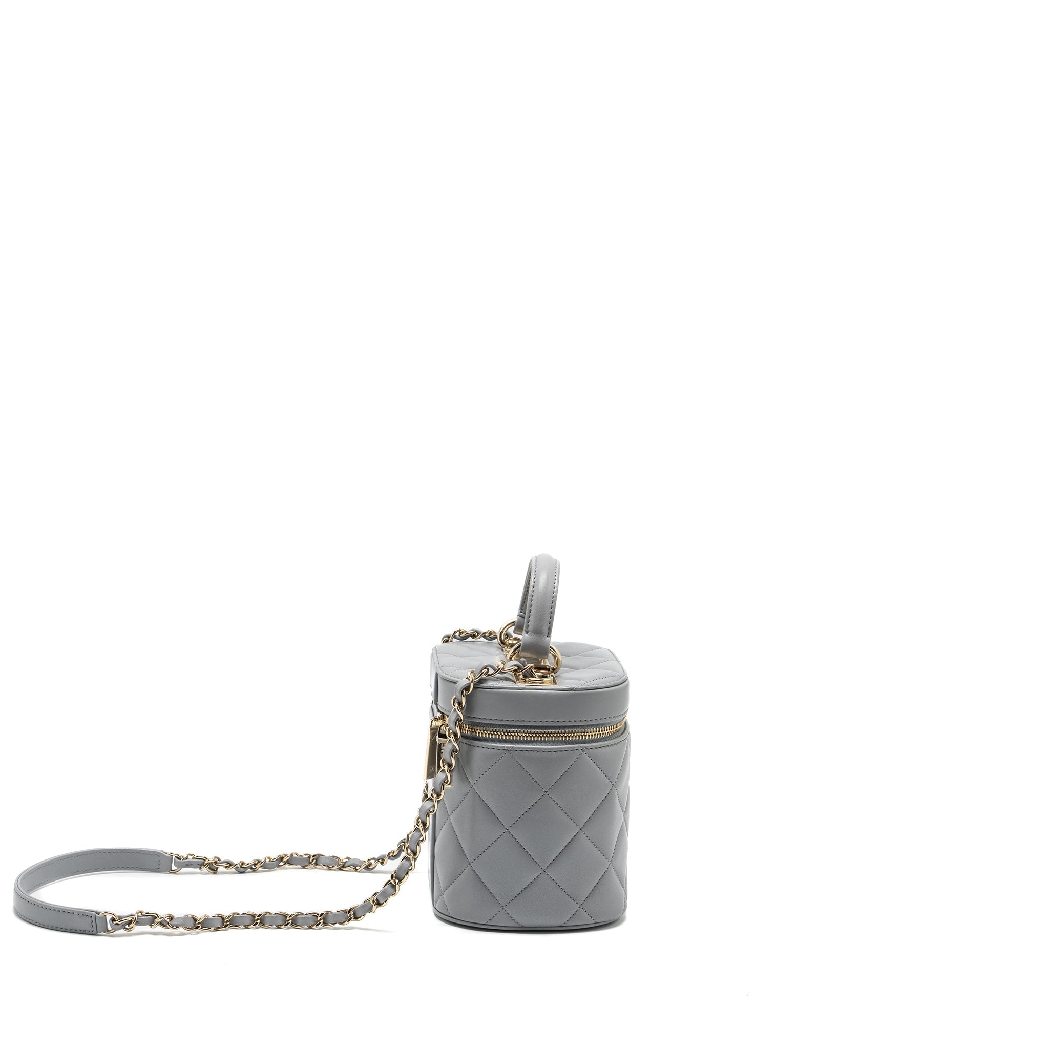 CHANEL Trendy CC Top Handle Vanity With Chain Lambskin Grey L