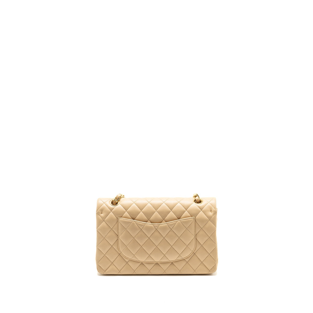 Chanel Medium Classic Double Flat Bag Lambskin Beige