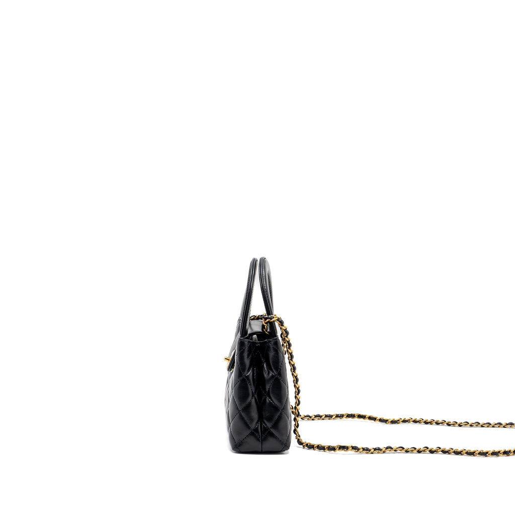 Chanel 23K mini kelly shopping tote bag Calfskin black  (microchip)