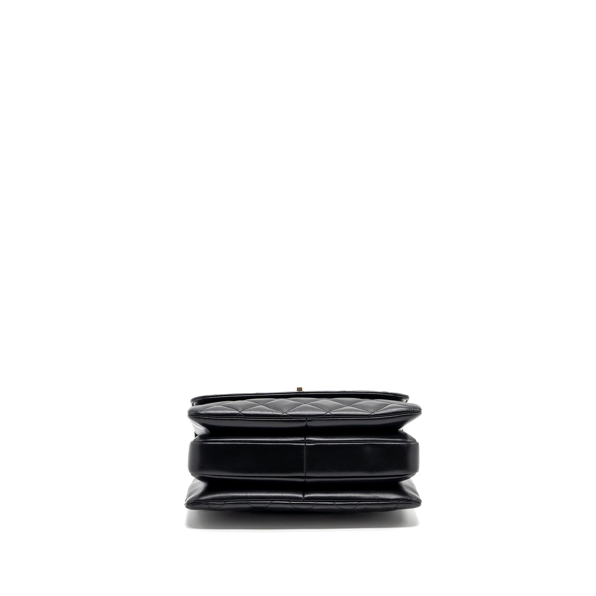 Chanel trendy CC flap bag with top handle lambskin black L (microchip)