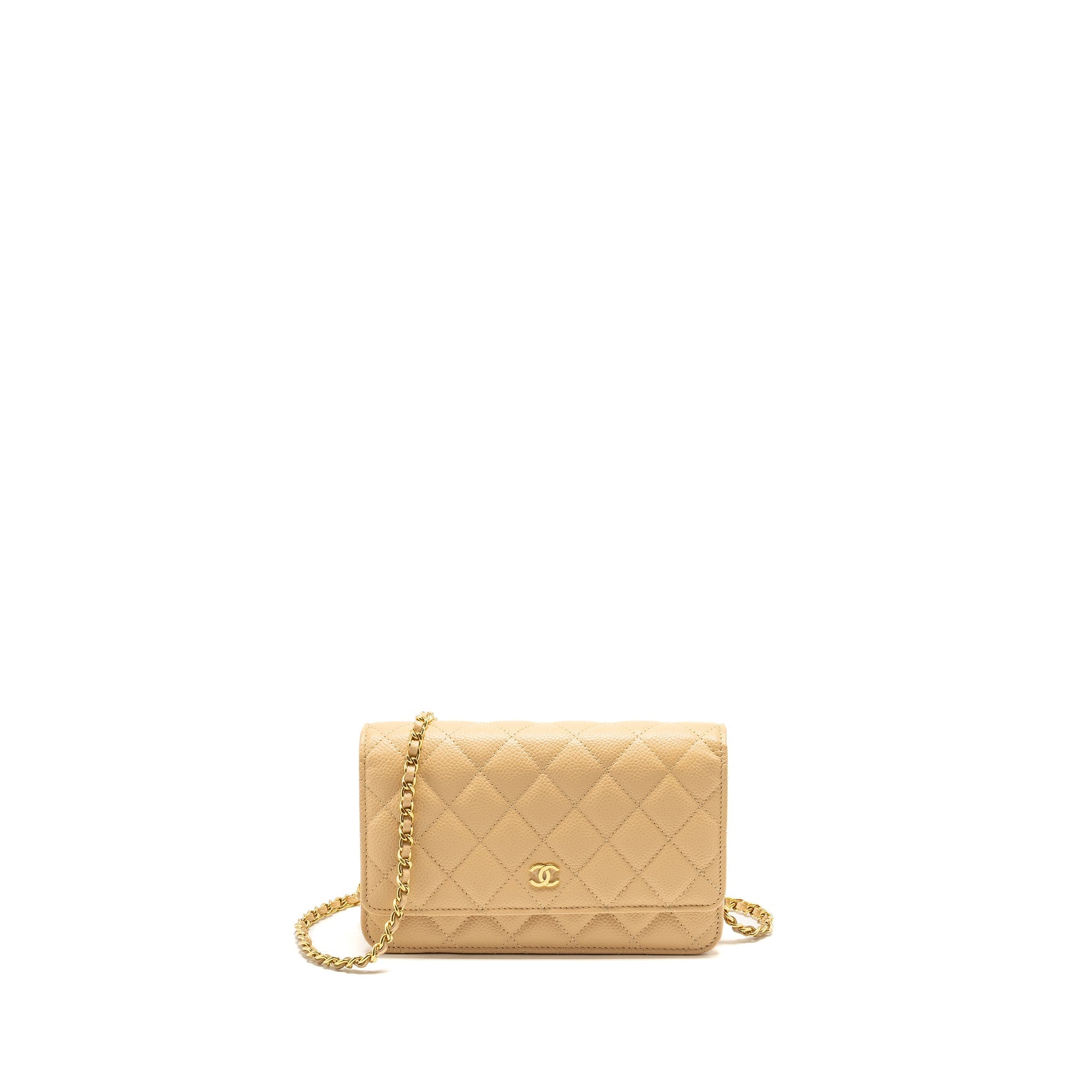 Chanel Classic Wallet on Chain Caviar Beige  (Microchip)
