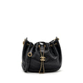Chanel chevron bucket bag grained calfskin Black