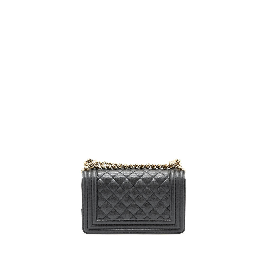 Chanel small boy bag caviar grey L (microchip)