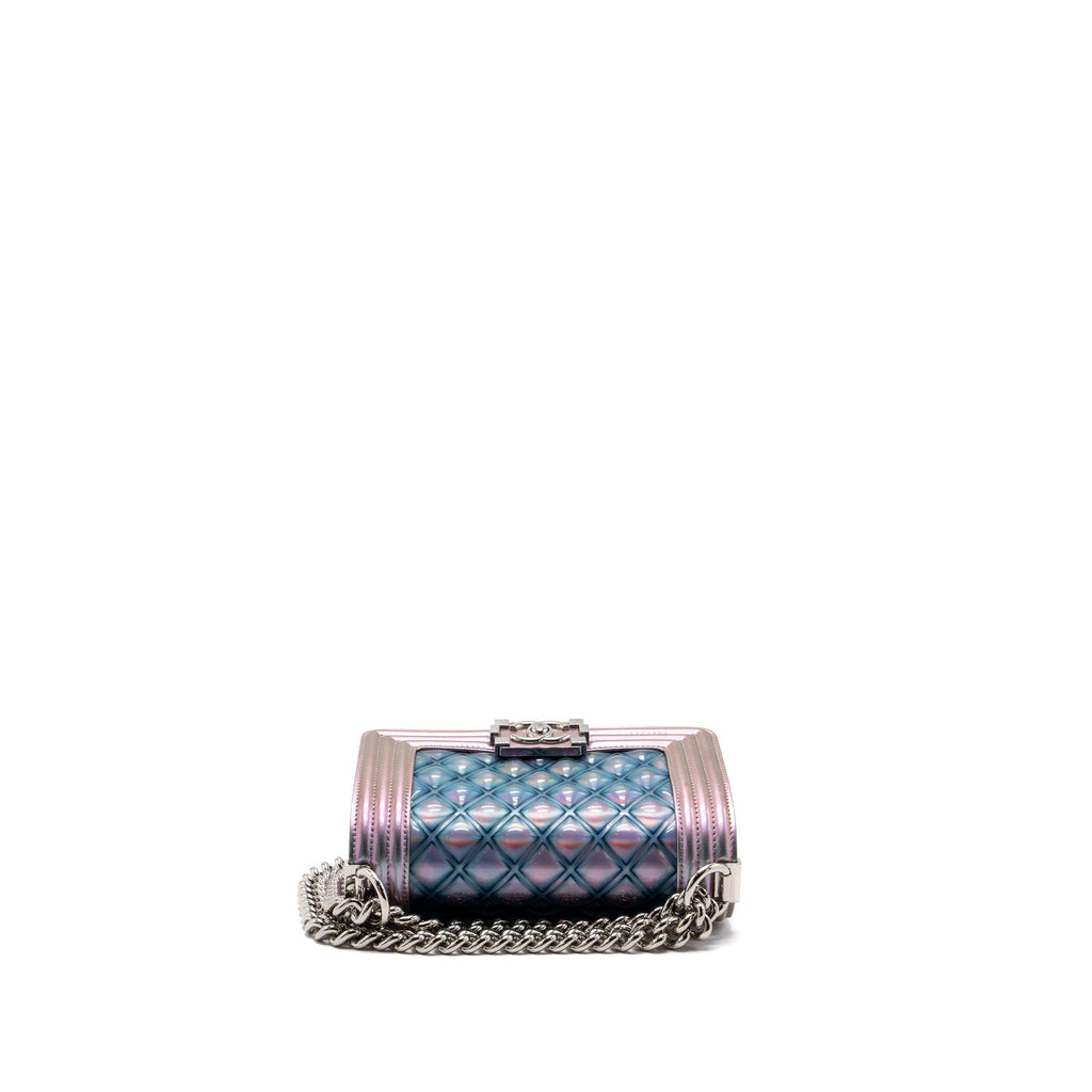 Chanel 18S small boy bag limited PVC / Patent calfskin leather iridescent light purple