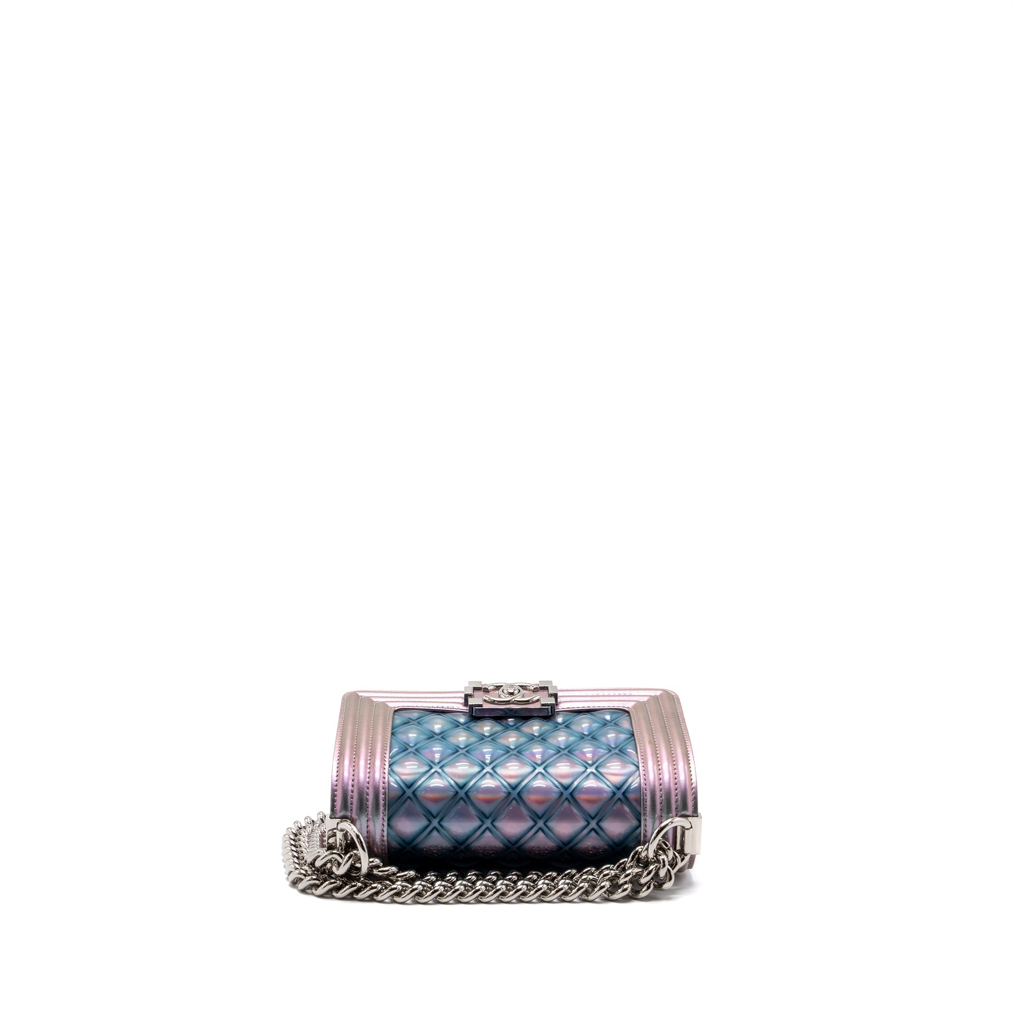 Chanel 18S small boy bag limited PVC / Patent calfskin leather iridescent light purple
