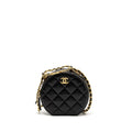 Chanel Round Vanity with Round Handle Crossbody Bag Lambskin Black  (Microchip)