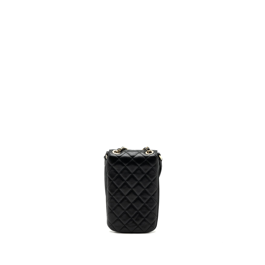 Chanel Phone Holder With Chain Lambskin Black L