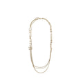 Chanel 19K CC logo long Necklace Pearl/Crystal/Light Gold Tone