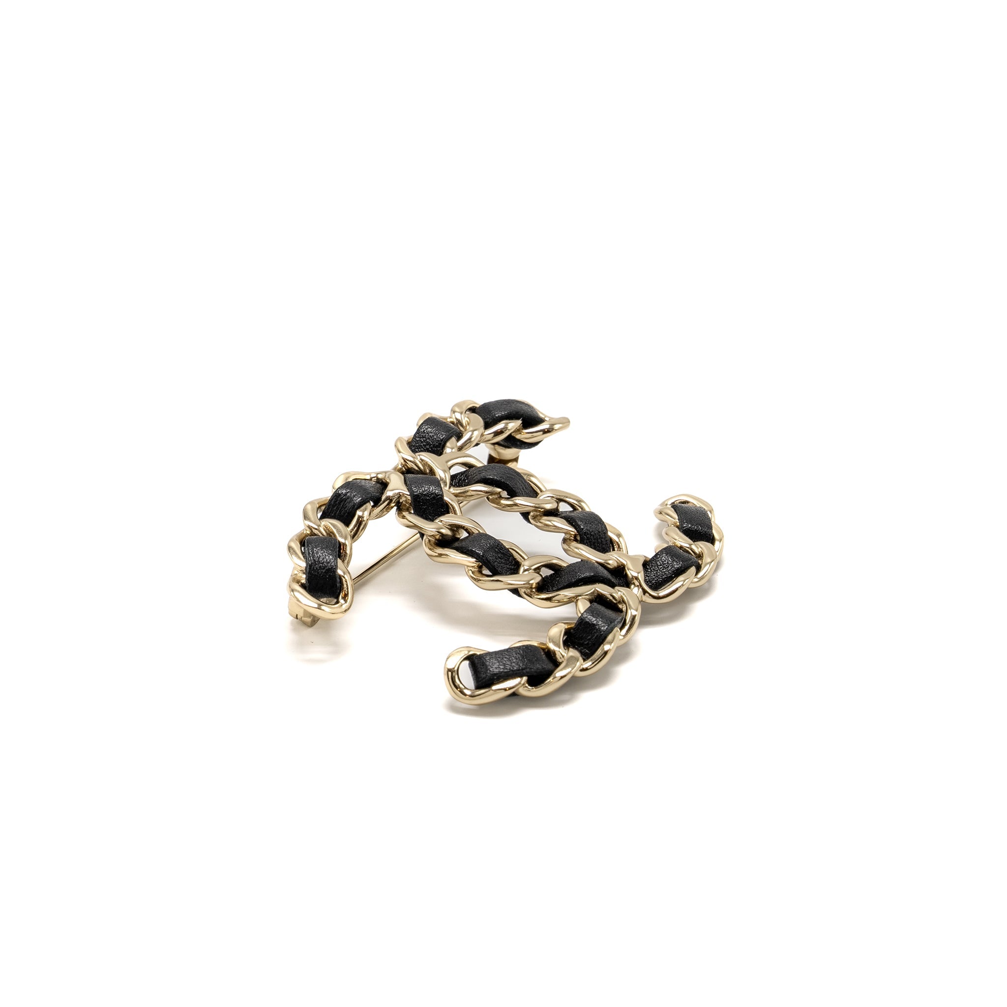 Chanel CC Logo Leather Chain Brooch L