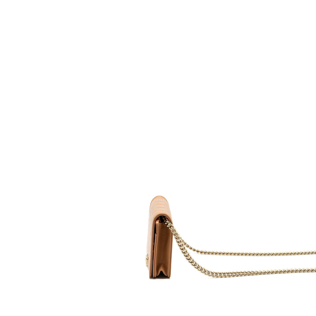 Chanel boy wallet on chain caviar light caramel L (microchip)