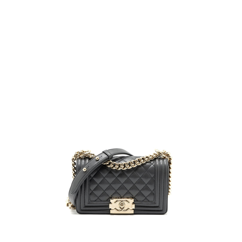 Chanel small boy bag caviar grey L (microchip)
