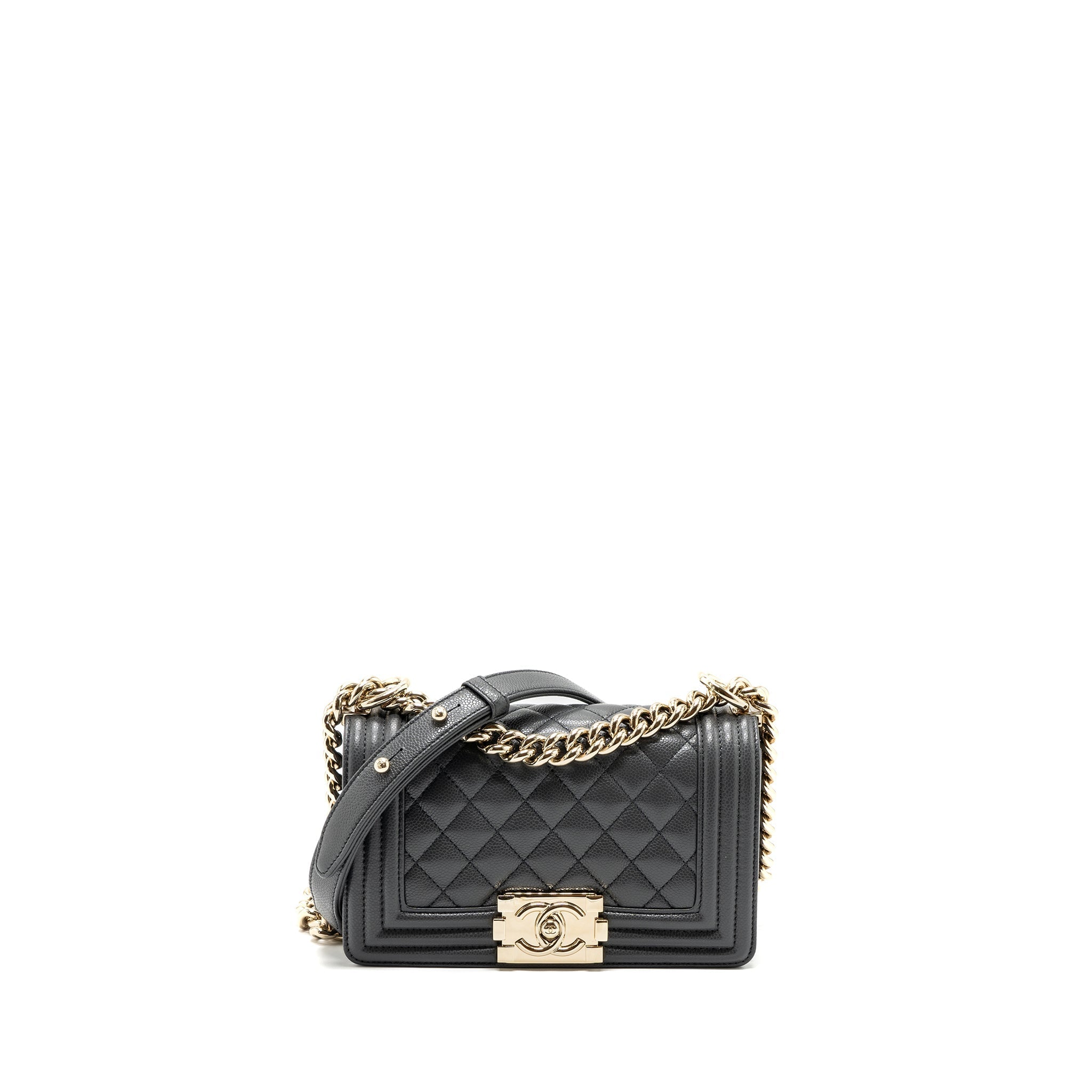 Chanel small boy bag caviar grey L (microchip)
