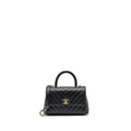 CHANEL Small Coco Handle Chevron Caviar Black L