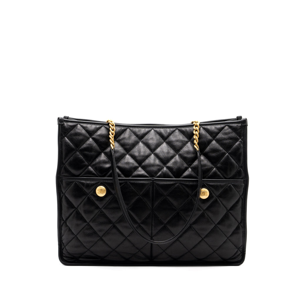 Chanel large tote bag Lambskin black brushed