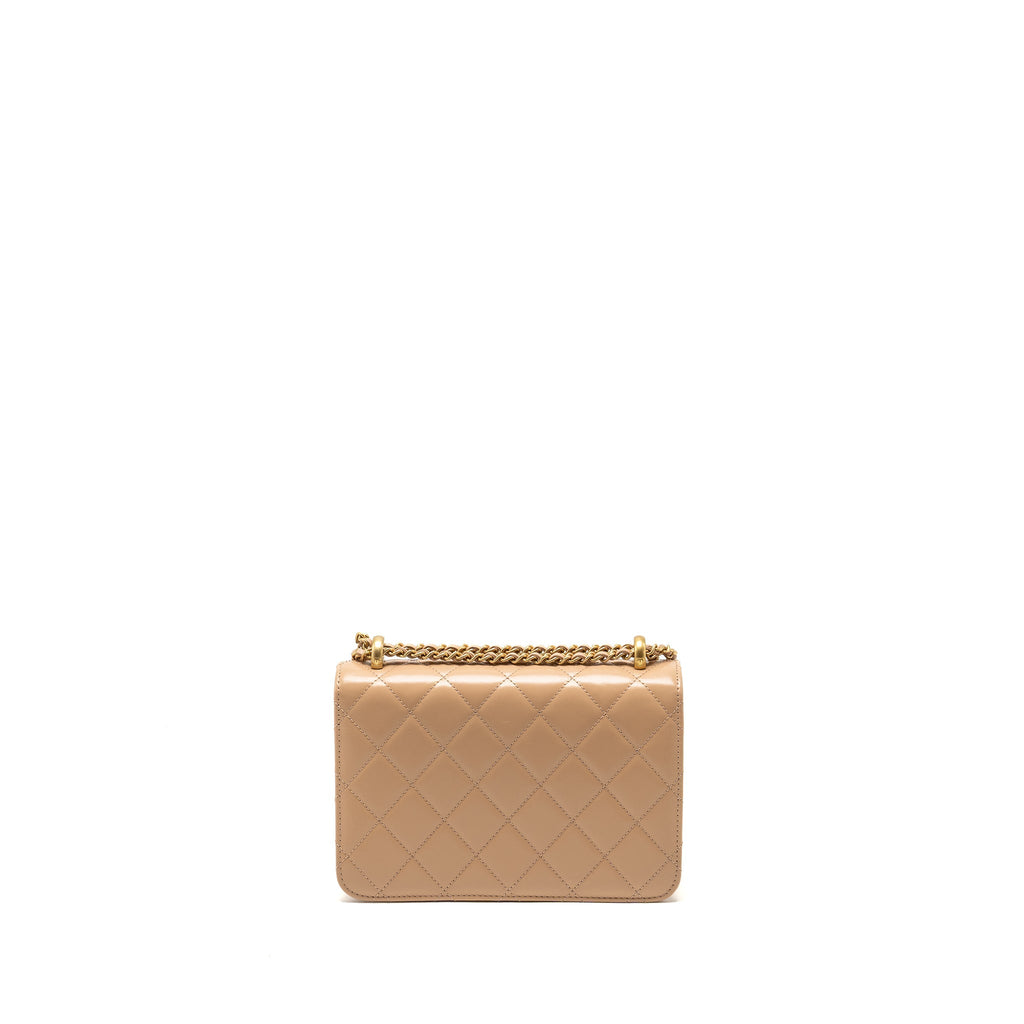 Chanel 21A Gold Crush Flap Bag Calfskin Beige  (Microchip)