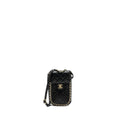 Chanel Phone Holder With Chain Lambskin Black L