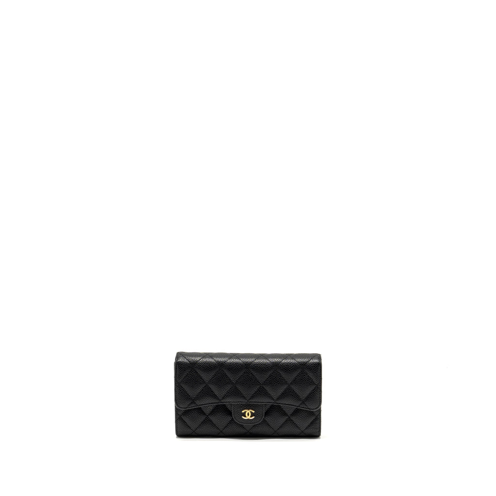 Chanel Classic flap long wallet Caviar black