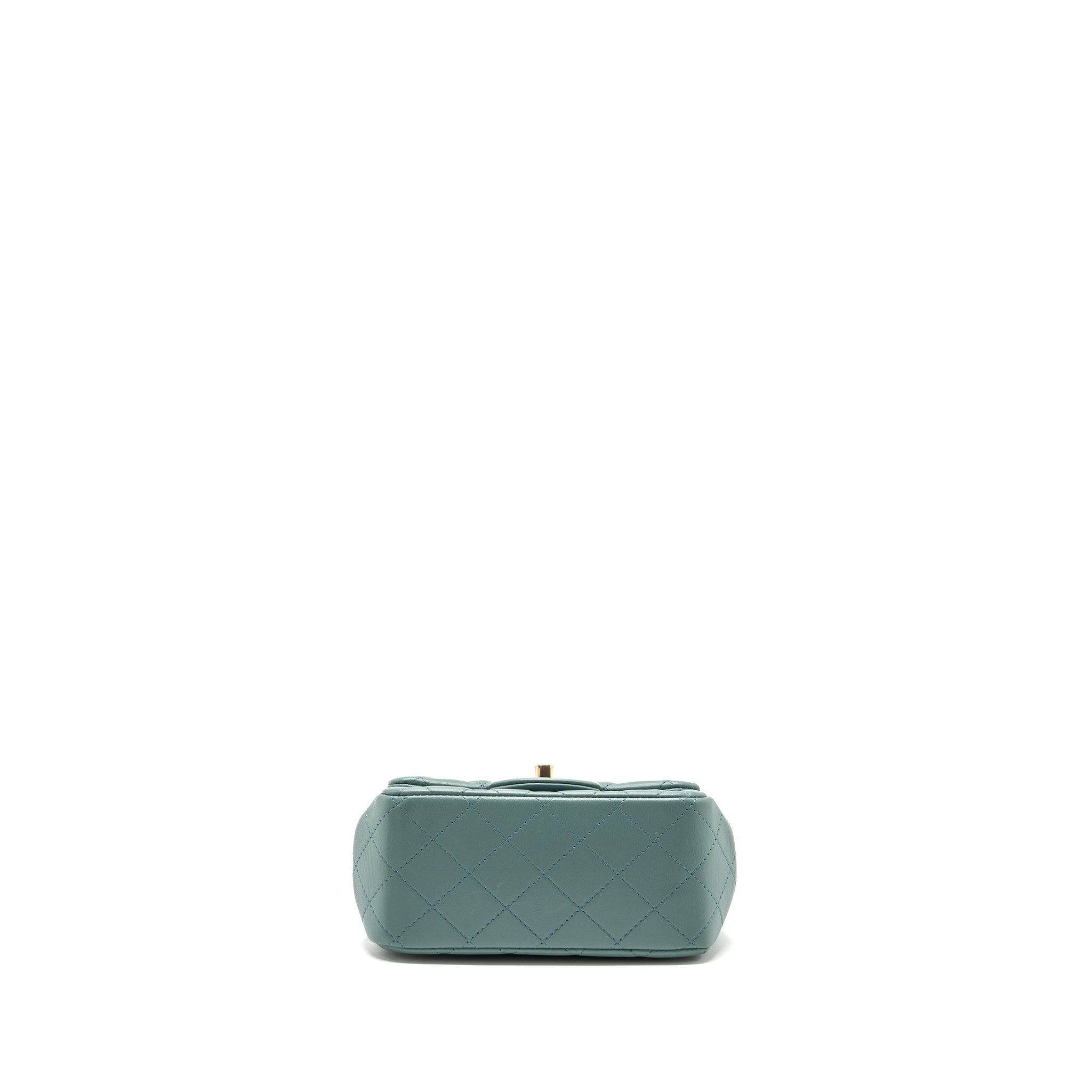 Chanel classic mini square flap bag lambskin green L (microchip)