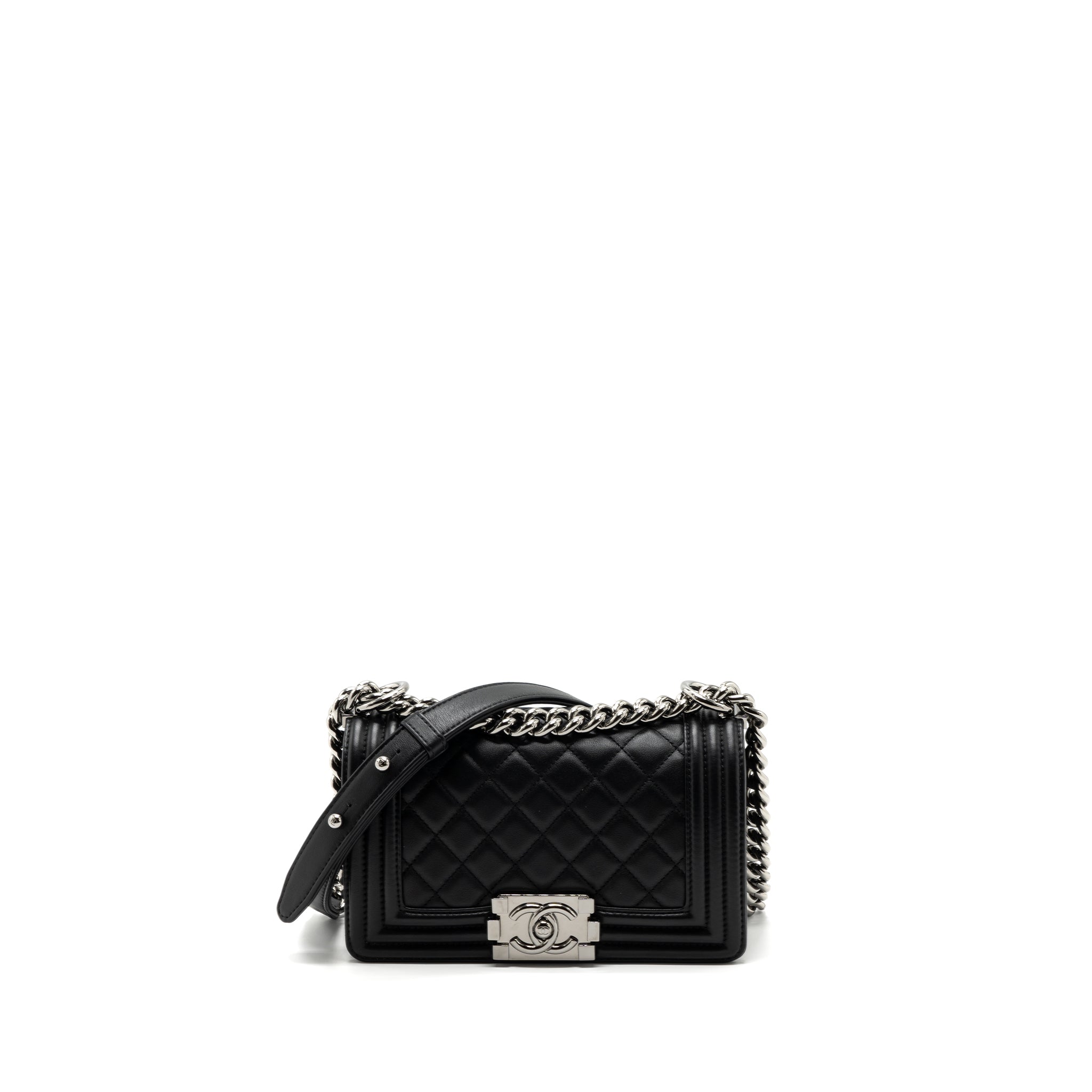 Chanel Small Boy Bag Calfskin Black  (microchip)