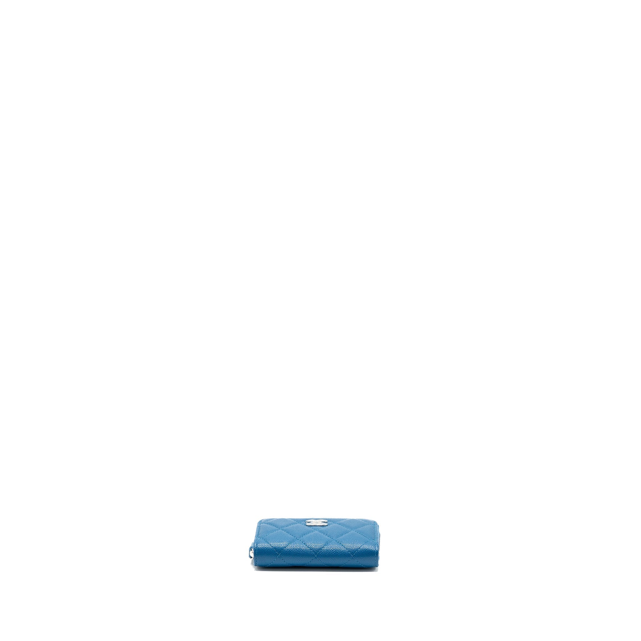 Chanel Small Zip Card Holder Caviar Blue