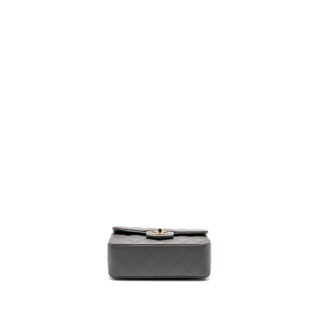 Chanel Mini Rectangular Flap Bag Lambskin Grey L (microchip)