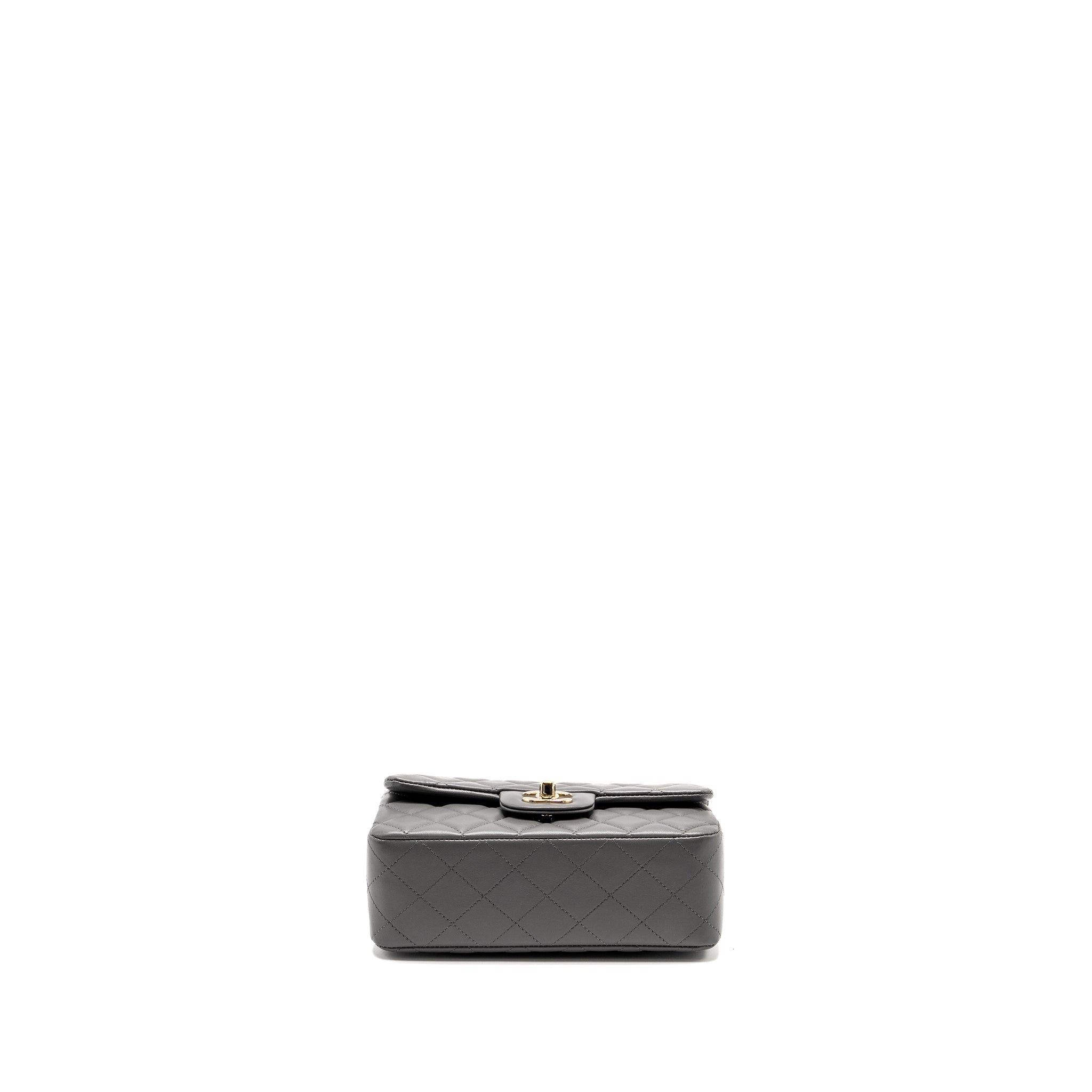 Chanel Mini Rectangular Flap Bag Lambskin Grey L (microchip)