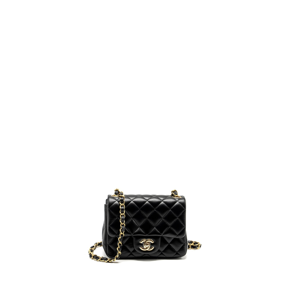 Chanel mini square flap Bag lambskin Black L (Microchip)