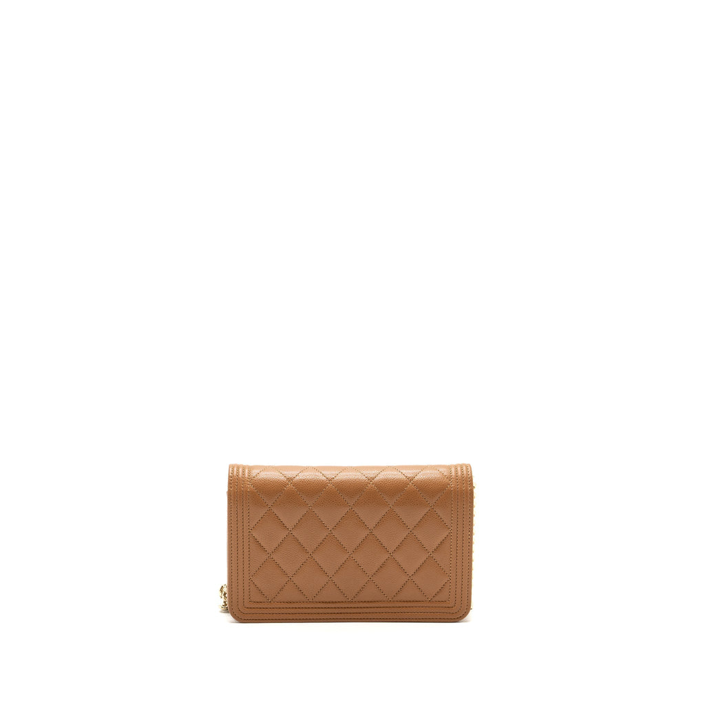 Chanel boy wallet on chain caviar light caramel L (microchip)