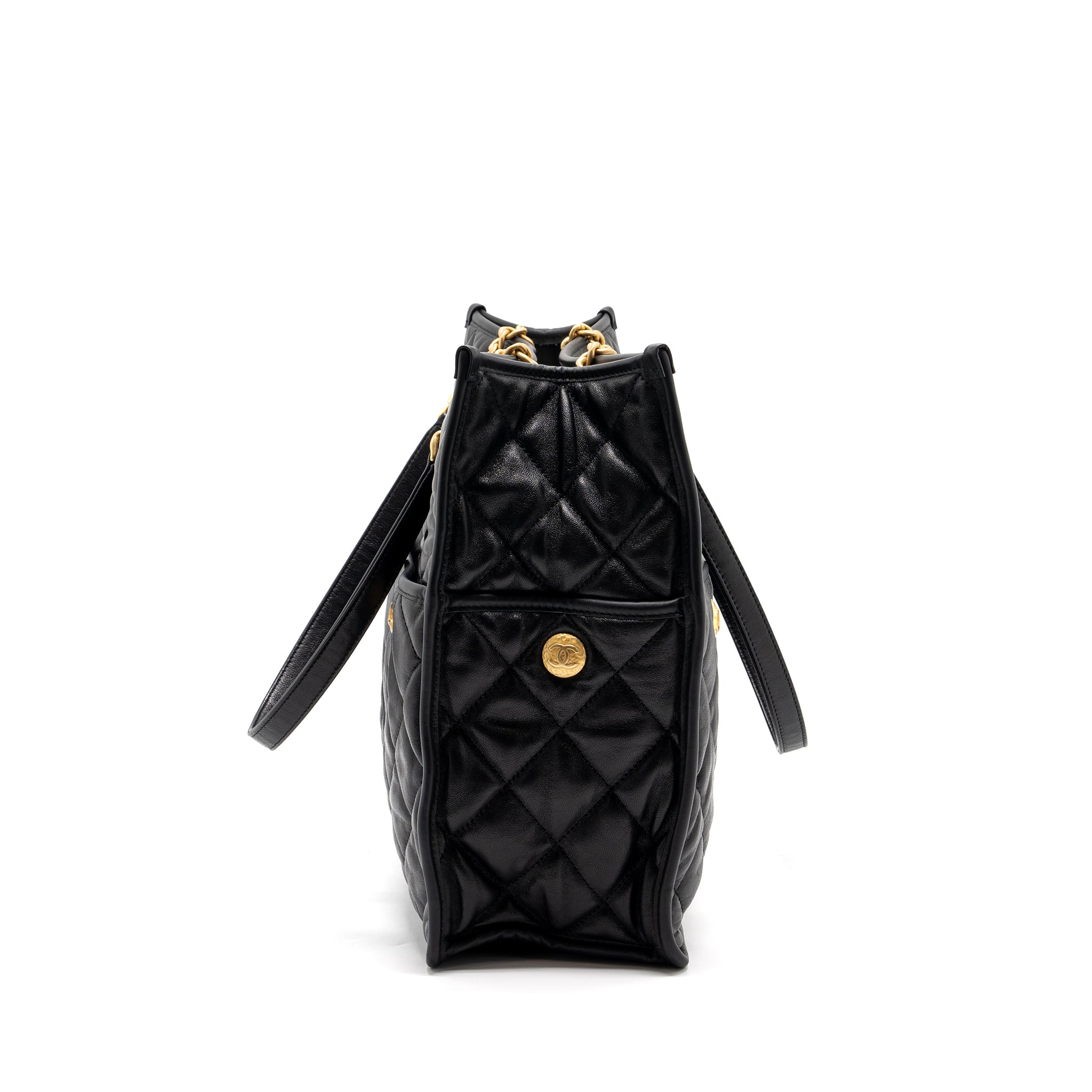 Chanel large tote bag Lambskin black brushed