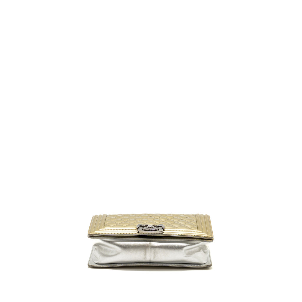 Chanel medium boy bag patent light gold / silver